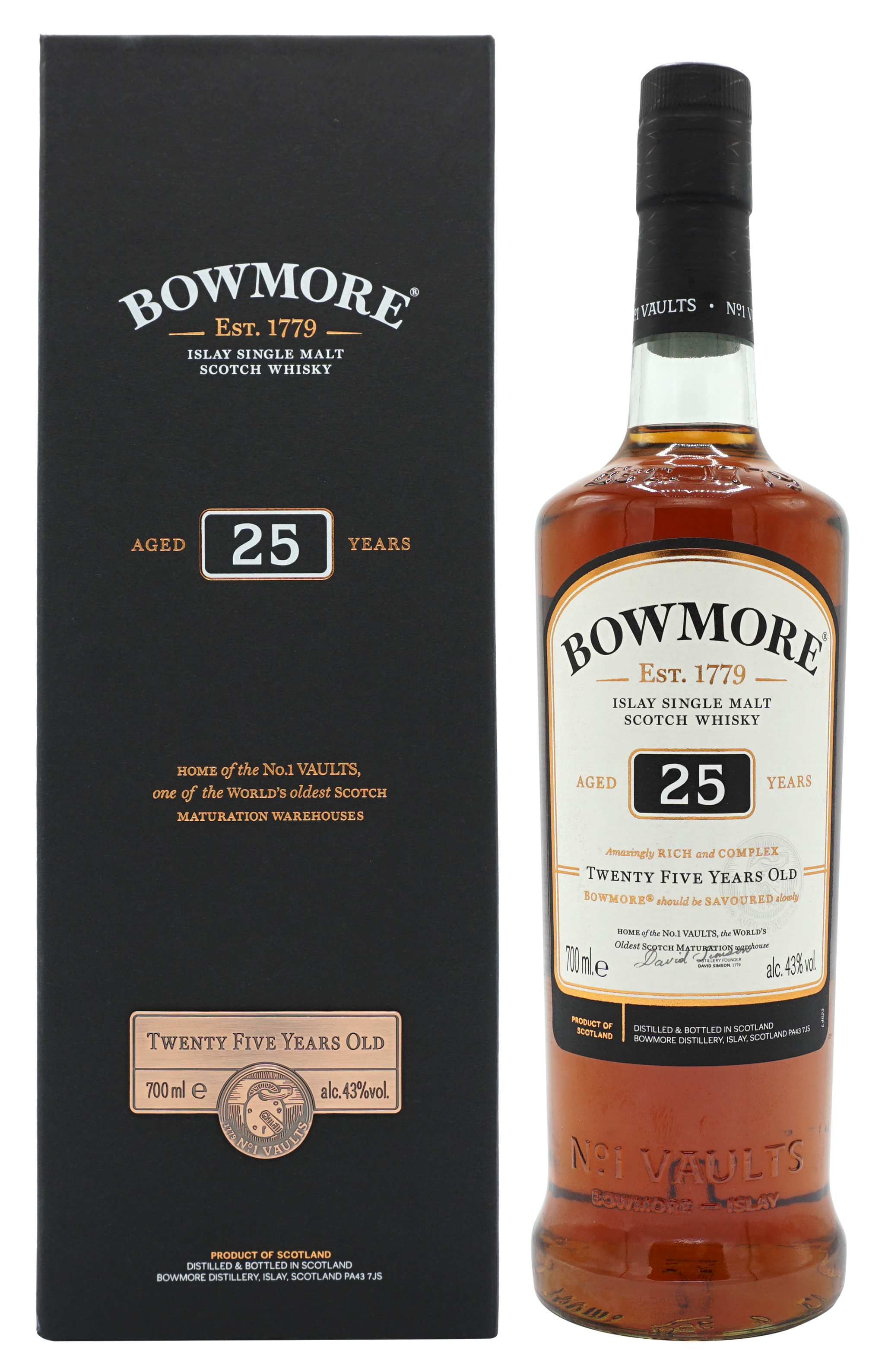Bowmore 25 Years Single Malt 70cl 43 Compleet