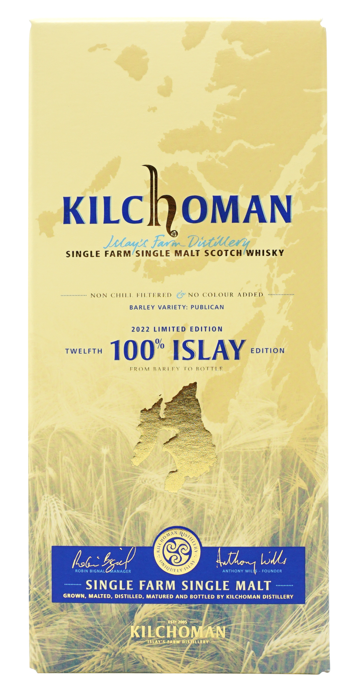 Kilchoman 100 Islay 2022 Single Malt 70cl Doos