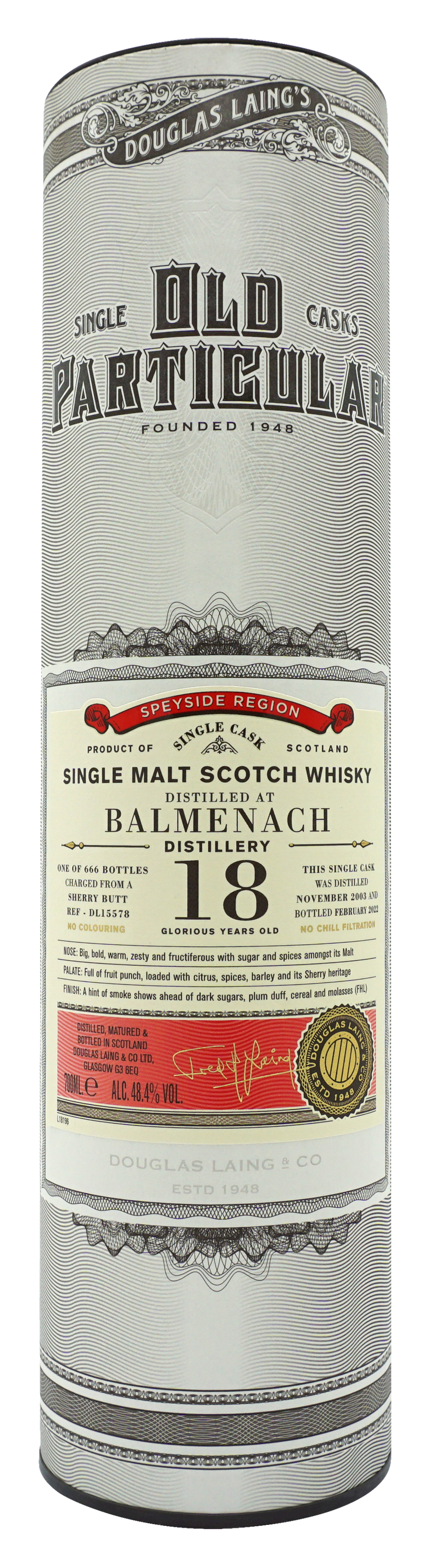 Old Particular Balmenach 18 Years Single Malt 70cl 484 Koker