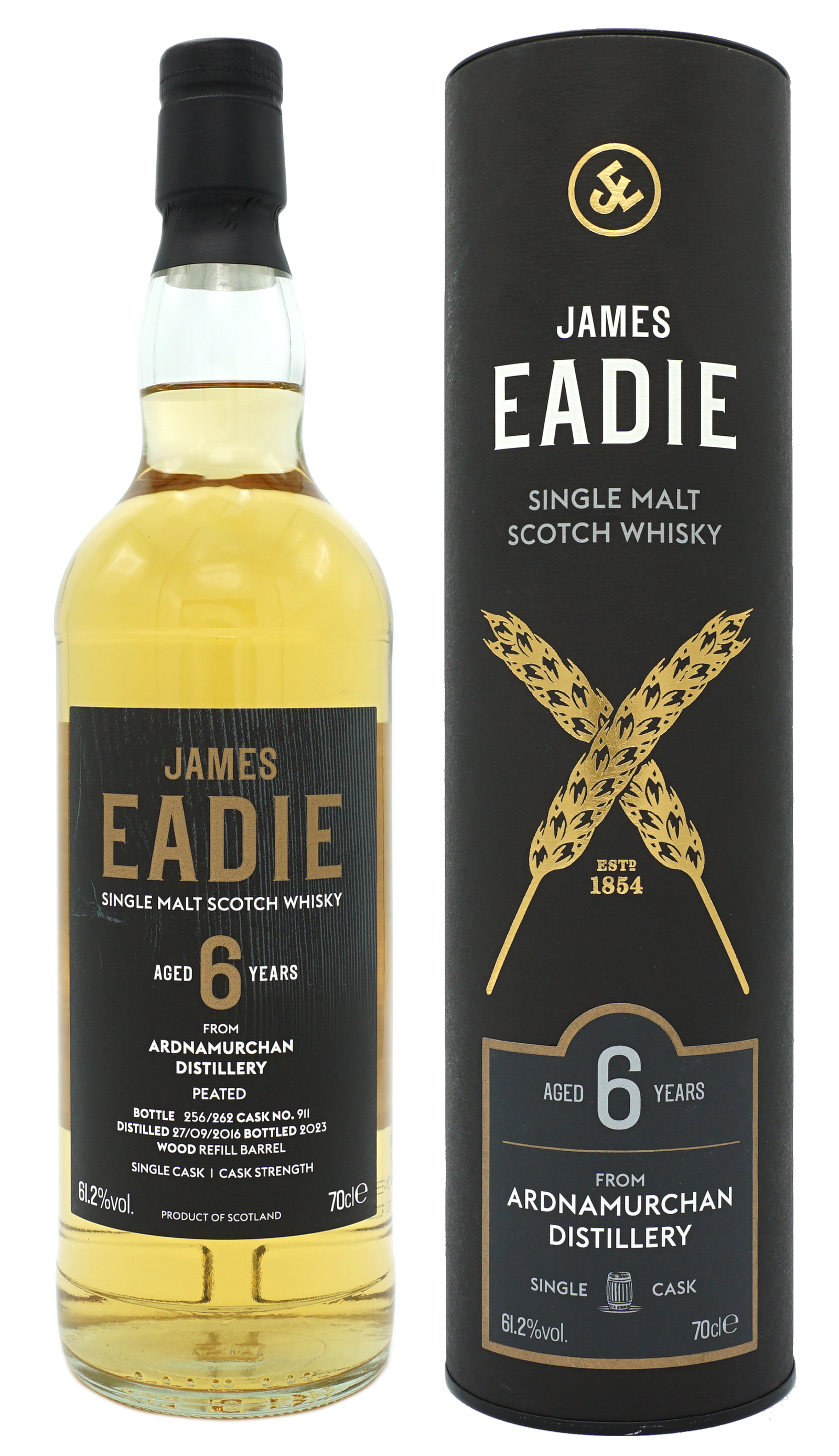 James Eadie Ardnamurchan Peat 6 Years Single Malt 70cl 61,2% Compleet
