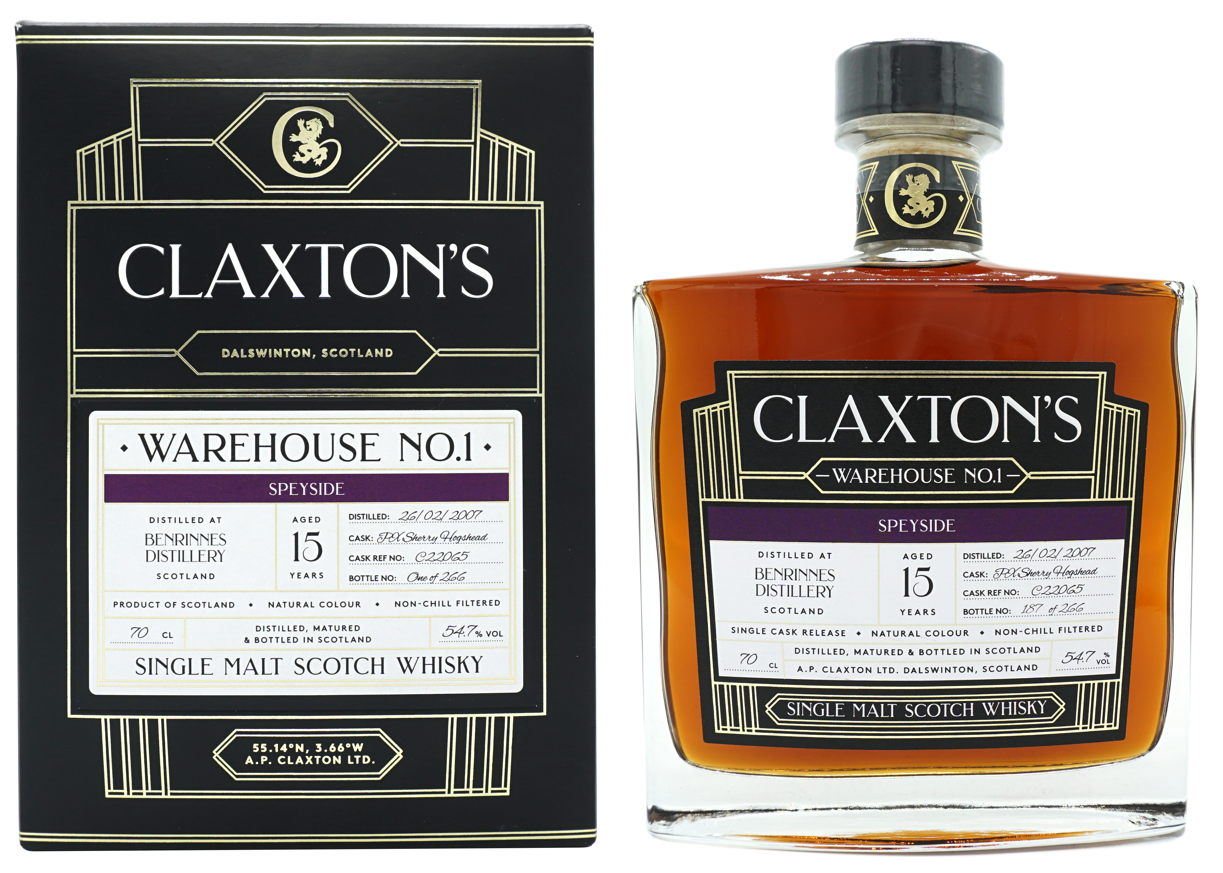 Claxtons Wh1 Benrinnes 2007 15y Single Malt 70cl 547 Compleet V2