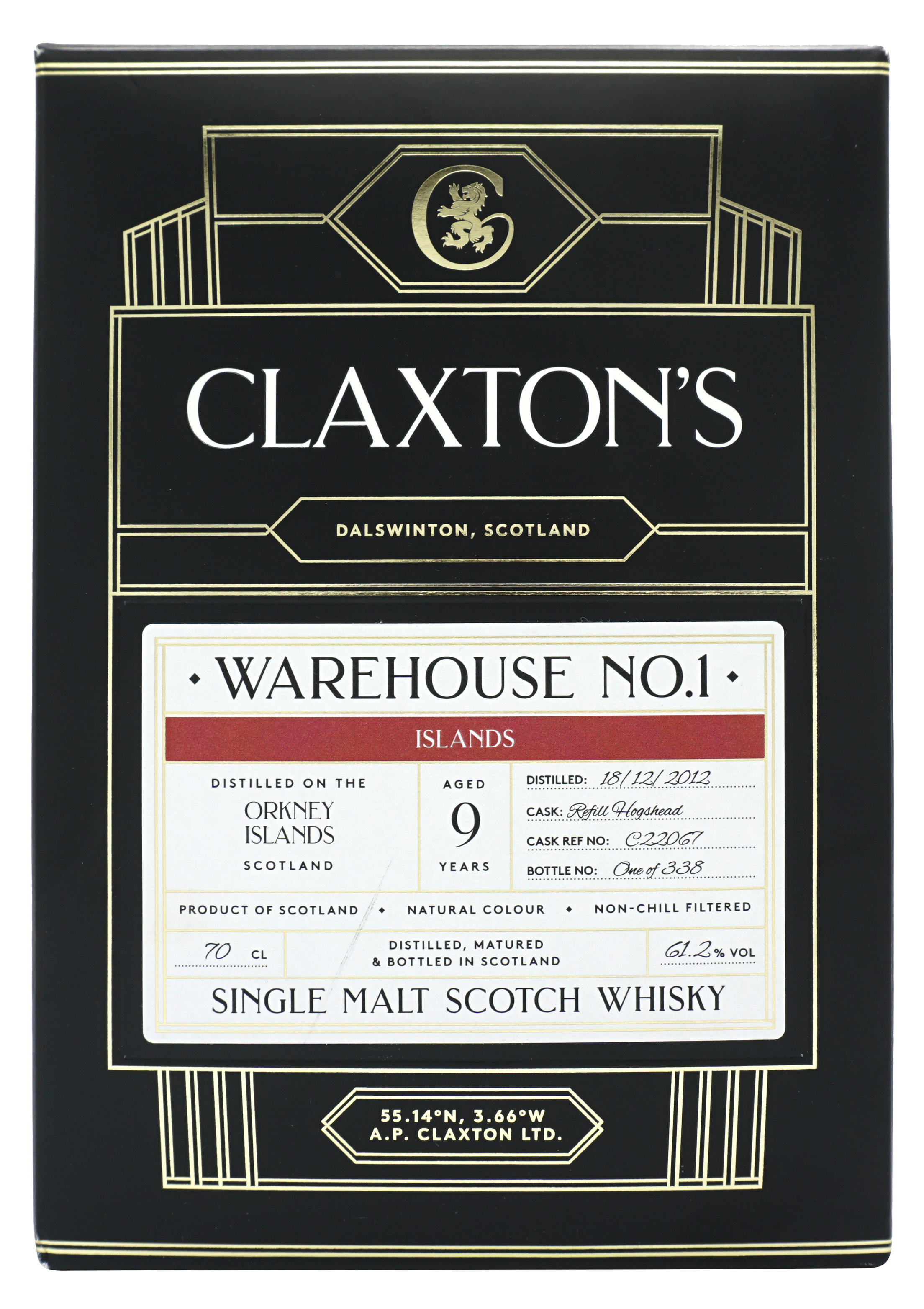Claxtons Wh1 Orkney 2012 9y Single Malt 70cl 612 Doos