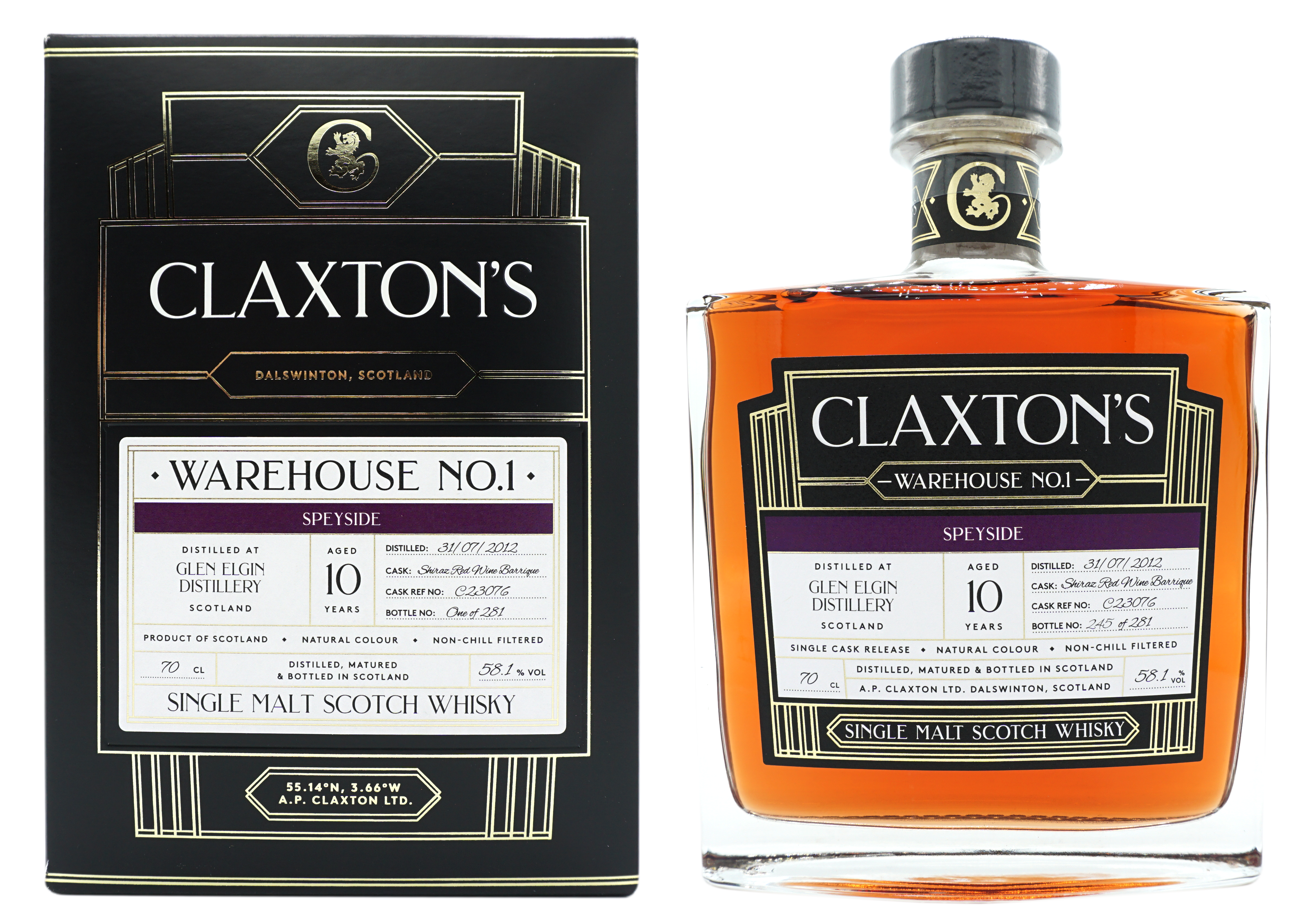 Claxton’s WarehouseNo1 Speyside 10y 58,1% Compleet