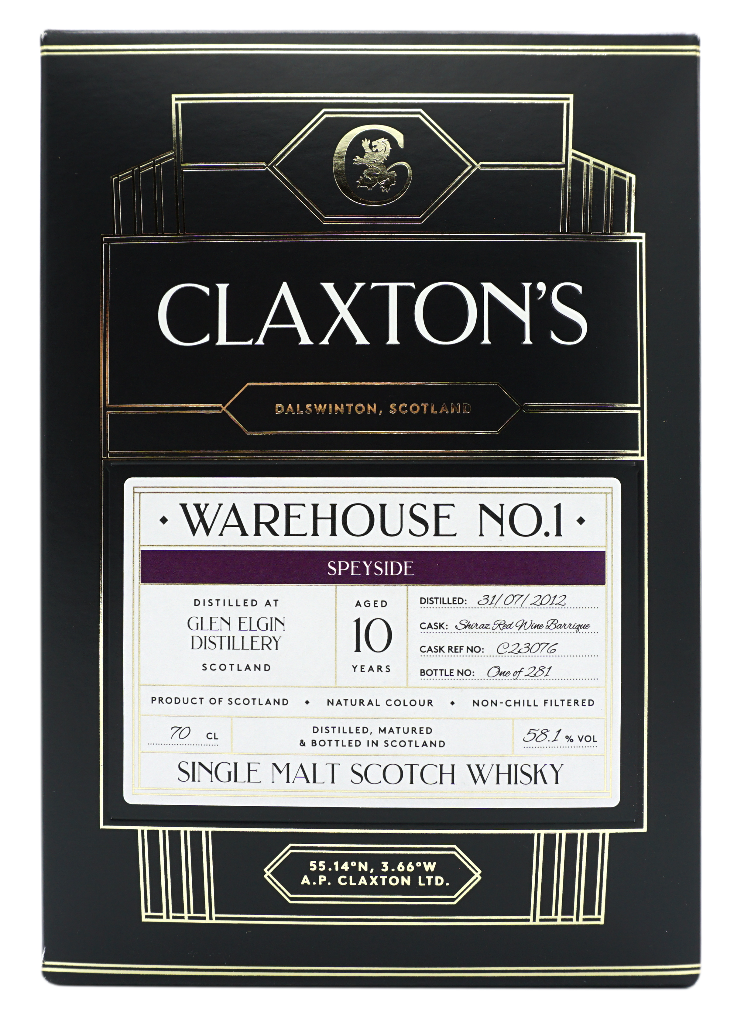 Claxton’s WarehouseNo1 Speyside 10y 58,1% Doos